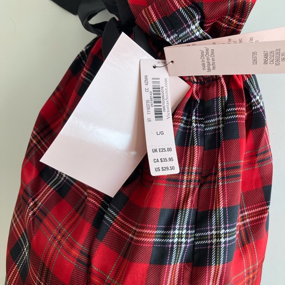 Victoria Secret CS Fur Trim Slipper - Bold Plaid - Size Large - Picture 5 of 7